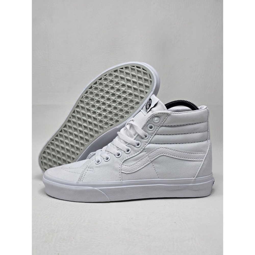 VANS Sk8-Hi True White Canvas Casual Mid Top Sneakers Women's Size 7 New